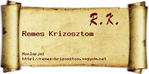 Remes Krizosztom névjegykártya